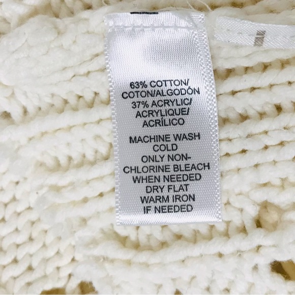 Loft Geo Pointelle Knit Crochet Dristressed Chewed Hem Sweater - Picture 10 of 10